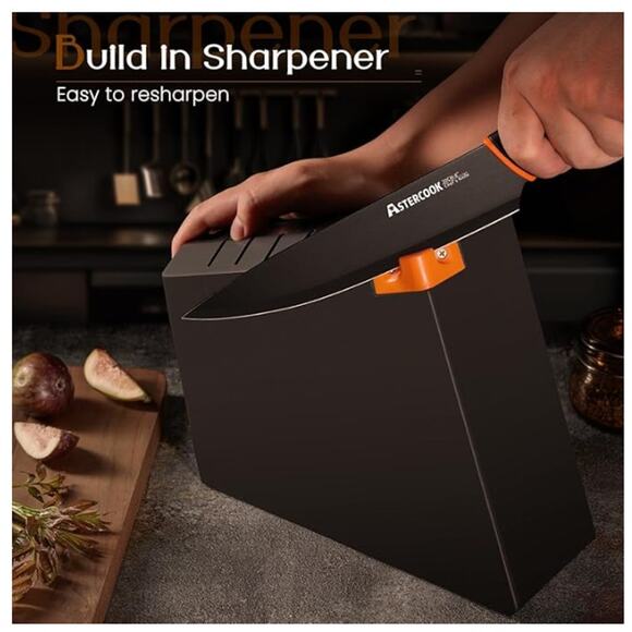 15 Pcs Kitchen Knife Set Dishwasher Safe Sharpener, HiCarbon German Steel&Block - Picture 4 of 6